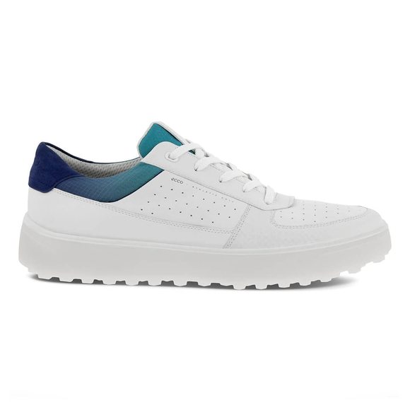 NEW ECCO MEN'S TRAY HYDROMAX WATERPROOF GOLF SHOE, WHITE/WHITE/BLUE DEPTHS/CARIB - Picture 6 of 6